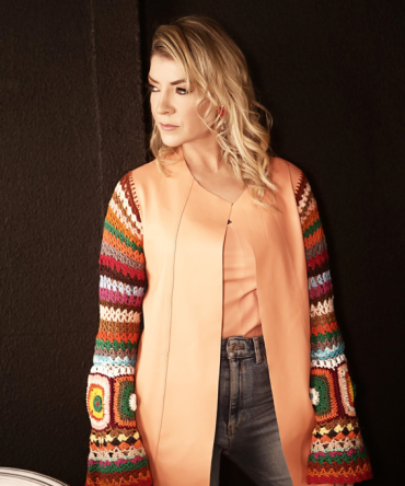 Casaco Couro Crochê